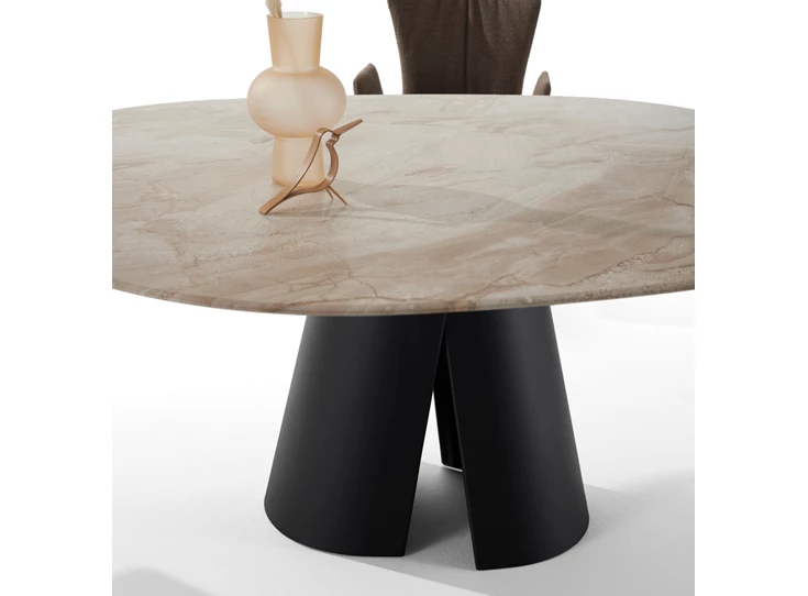 Detail Eettafel Kent 1550 trapeza shape natuursteen Draenert