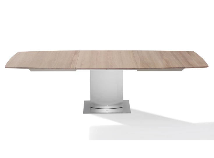 Verlengbare tafel Adler 1224 massief eik metalen voet roestvrij staal 6 flat oval Draenert