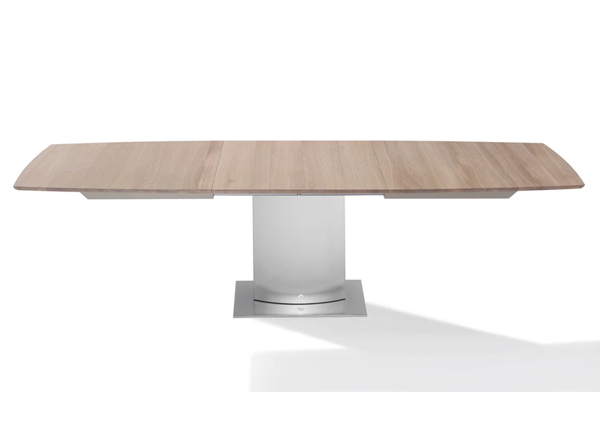 Verlengbare tafel Adler 1224 massief eik metalen voet roestvrij staal 6 flat oval Draenert