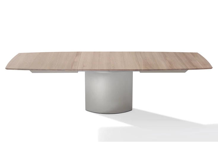 Verlengbare tafel Adler 1224 massief eik metalen voet roestvrij staal 2 oval Draenert