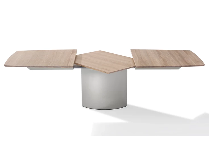 Open Verlengbare tafel Adler 1224 massief eik metalen voet roestvrij staal 2 oval Draenert