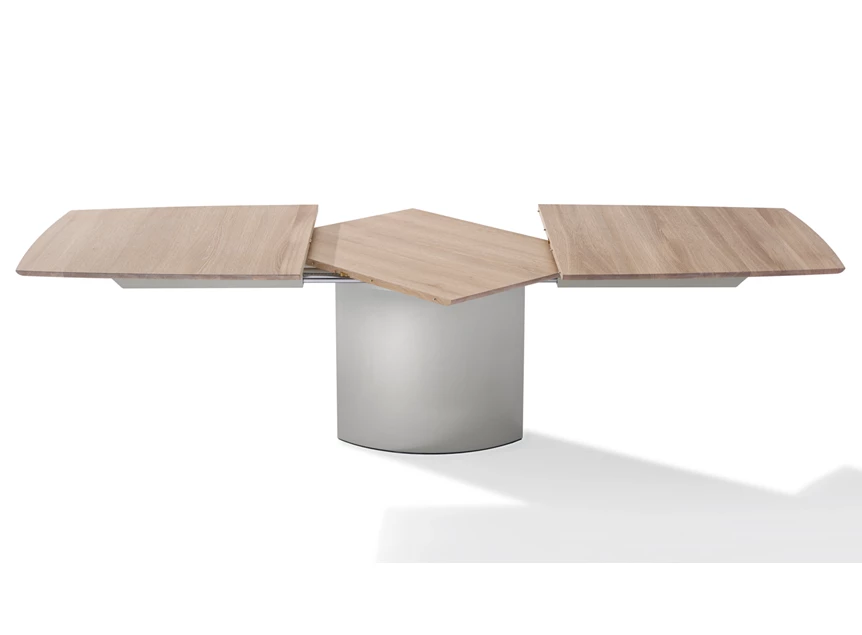 Open Verlengbare tafel Adler 1224 massief eik metalen voet roestvrij staal 2 oval Draenert