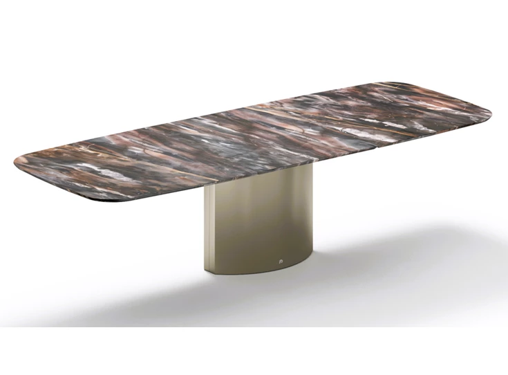 Verlengbare tafel Adler organisch stone venice black natuursteen voet 2 oval Draenert