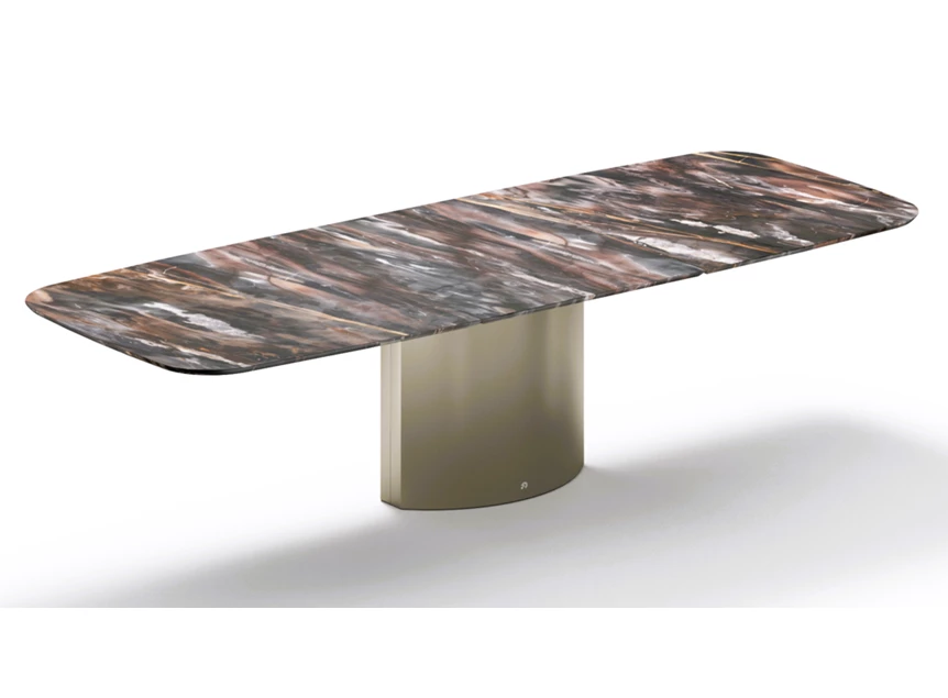 Verlengbare tafel Adler organisch stone venice black natuursteen voet 2 oval Draenert