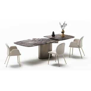 Open Verlengbare tafel Adler organisch stone venice black natuursteen voet 2 oval Draenert
