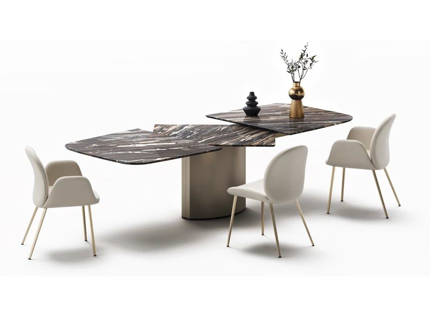 Open Verlengbare tafel Adler organisch stone venice black natuursteen voet 2 oval Draenert