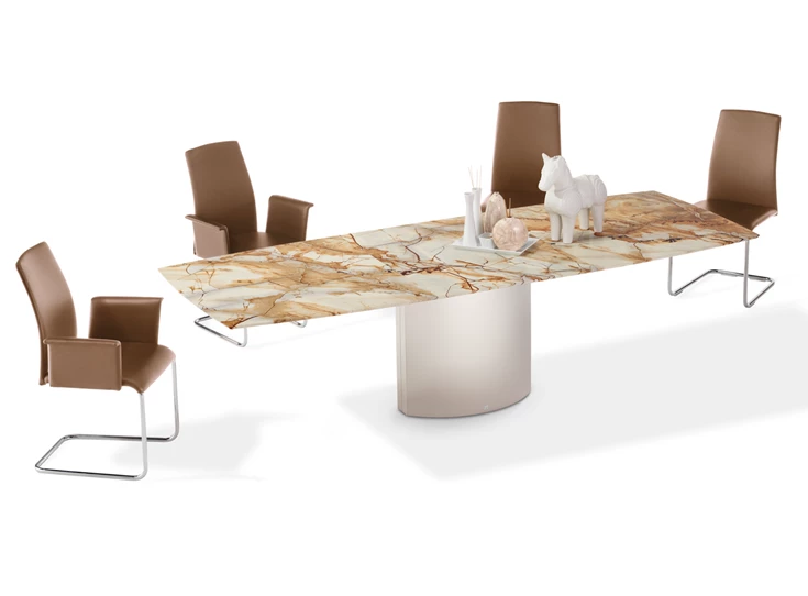 Verlengbare tafel Adler stone breccia natuursteen voet 2 oval Draenert