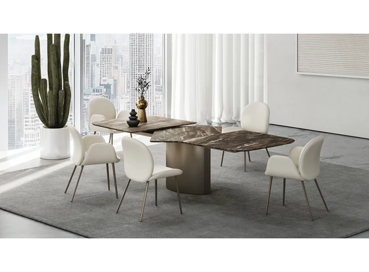 Sfeerfoto Verlengbare tafel Adler organisch stone venice black natuursteen voet 2 oval Draenert