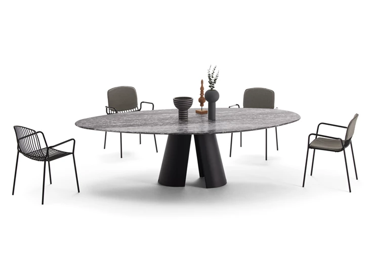 Tuintafel Tafel Kent outdoor 1550-O pebble natuursteen grigio beola Draenert