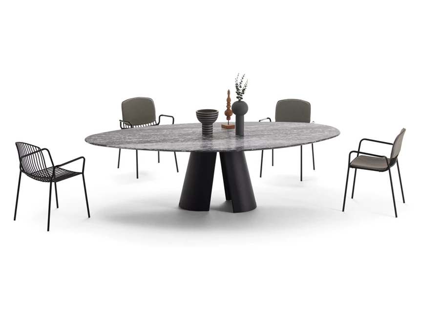 Tuintafel Tafel Kent outdoor 1550-O pebble natuursteen grigio beola Draenert