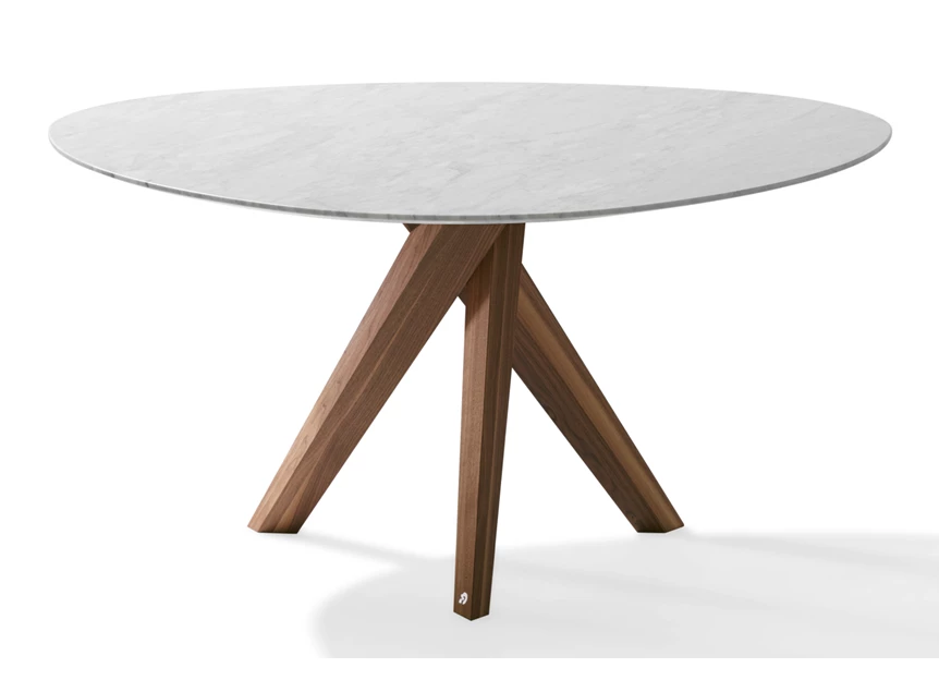 Eettafel Trilope 1540 stone calacatta organisch natuursteen poot noot Draenert