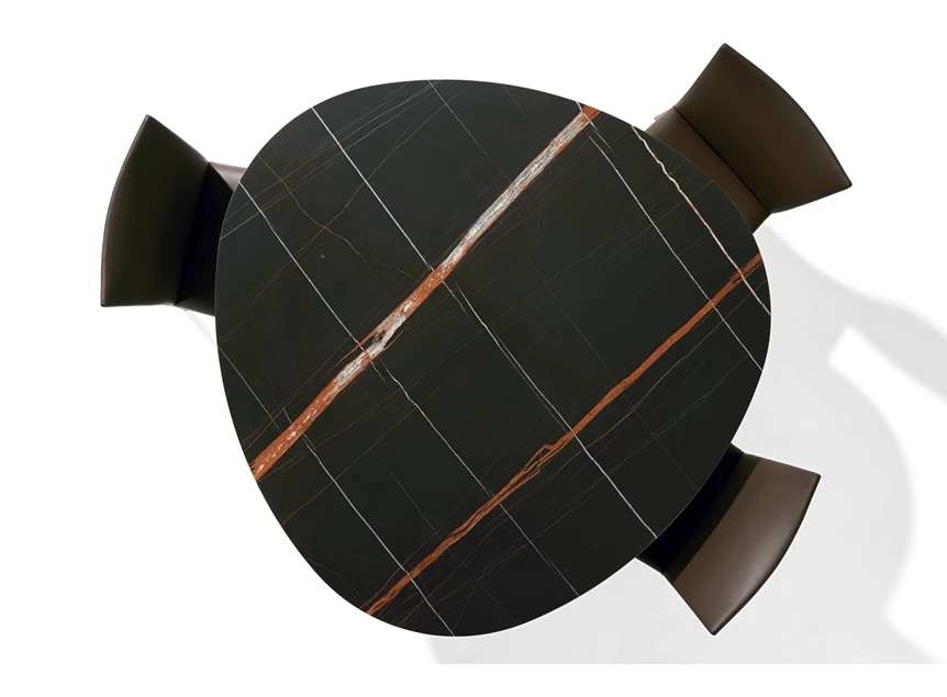 Bovenkant Eettafel Trilope 1540 stone sahara noir organisch natuursteen Draenert