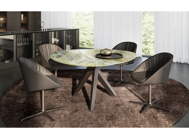 Sfeerofoto Eettafel Trilope 1540 stone dreaming green organisch natuursteen Draenert