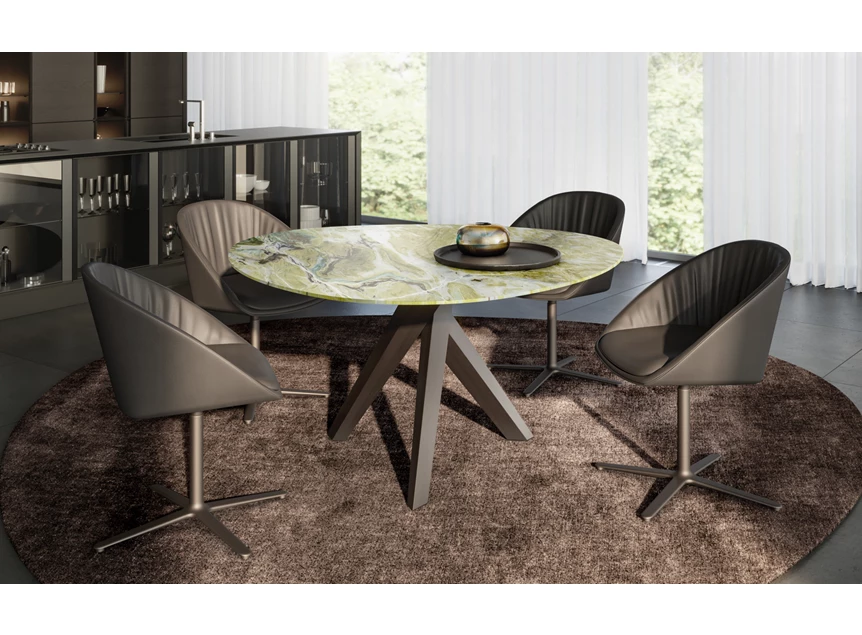 Sfeerofoto Eettafel Trilope 1540 stone dreaming green organisch natuursteen Draenert