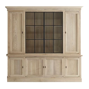 Wandkast met vitrines Solid SOL04 landelijk klassiek lichte eik Michel Denolf