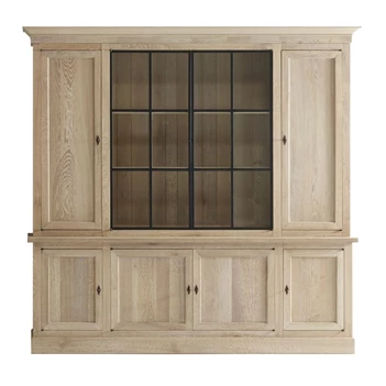 Wandkast met vitrines Solid SOL04 landelijk klassiek lichte eik Michel Denolf