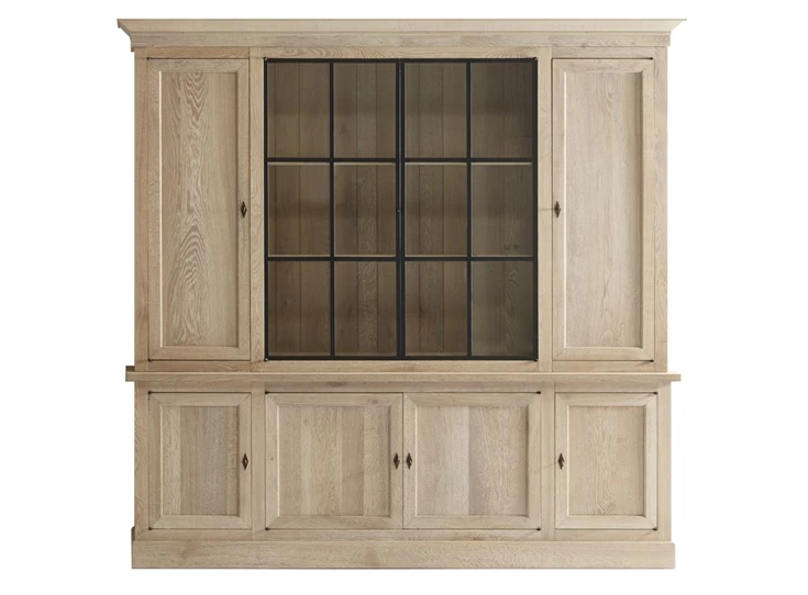 Wandkast met vitrines Solid SOL04 landelijk klassiek lichte eik Michel Denolf