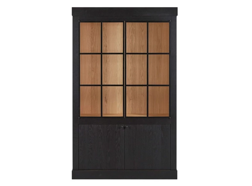 Vitrinekast Wandkast Wood WOOD33 zwart eik landelijk modern Michel Denolf