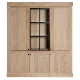 Wandkast met vitrine Wood lichte eik landelijk modern Michel Denolf