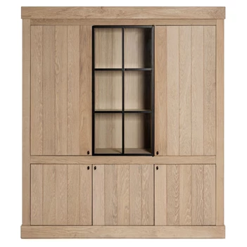 Wandkast met vitrine Wood lichte eik landelijk modern Michel Denolf