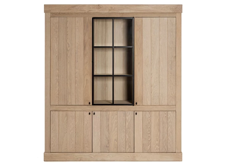 Wandkast met vitrine Wood lichte eik landelijk modern Michel Denolf