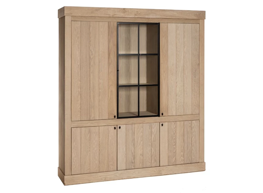 Zijkant Wandkast met vitrine Wood lichte eik landelijk modern Michel Denolf