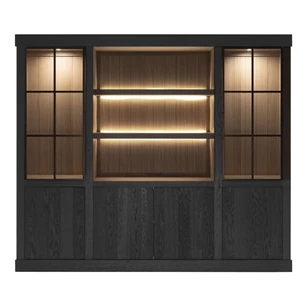 Vitrinekast Wood donker eik binnenkant naturel eik landelijk modern Michel Denolf