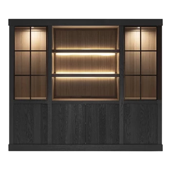 Vitrinekast Wood donker eik binnenkant naturel eik landelijk modern Michel Denolf