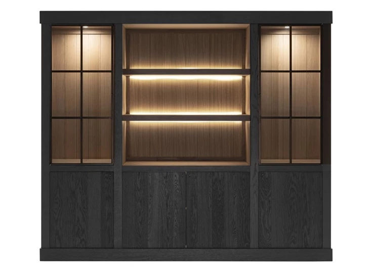 Vitrinekast Wood donker eik binnenkant naturel eik landelijk modern Michel Denolf