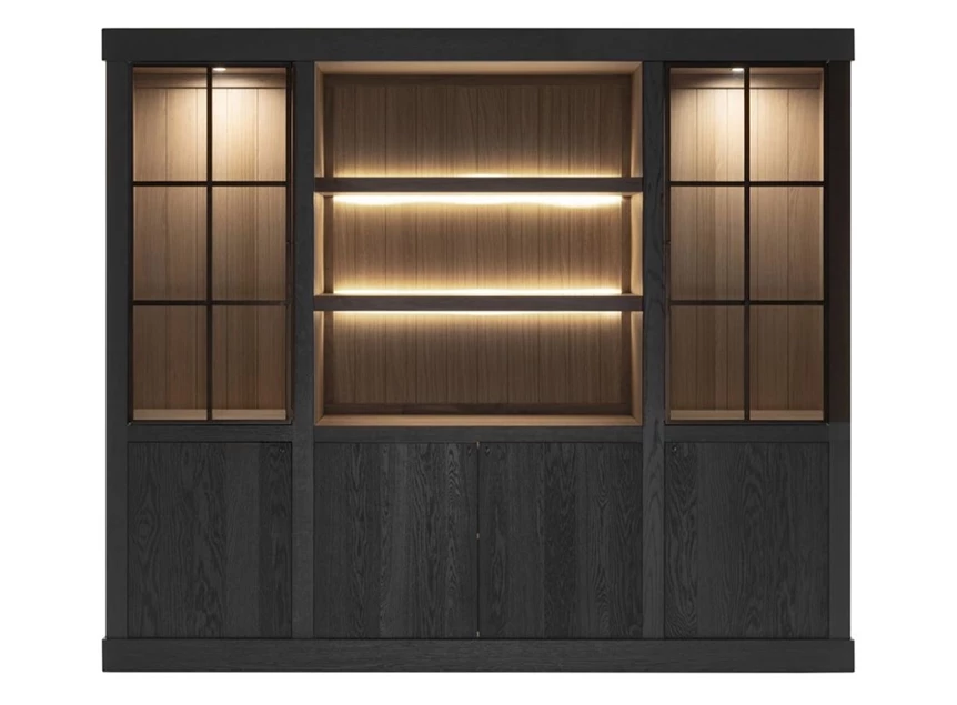Vitrinekast Wood donker eik binnenkant naturel eik landelijk modern Michel Denolf