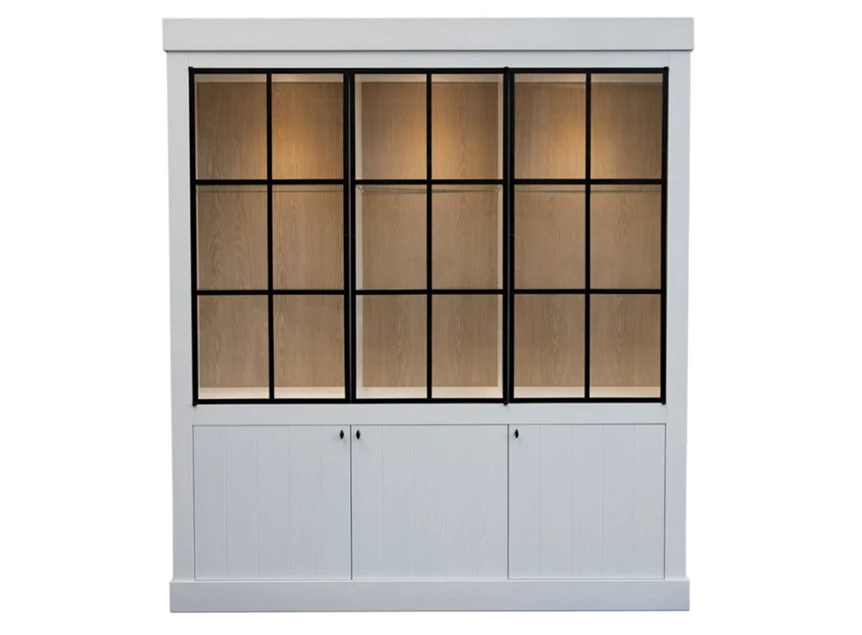 Vitrinekast Wood wit gelakt binnenkant lichte eik landelijk modern Michel Denolf
