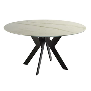 Eettafel Twist rond keramiek wit marmerlook Diadesi