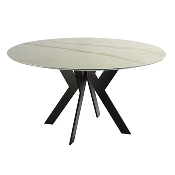 Eettafel Twist rond keramiek wit marmerlook Diadesi