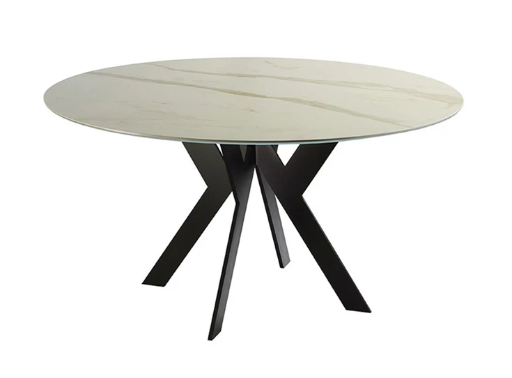 Eettafel Twist rond keramiek wit marmerlook Diadesi