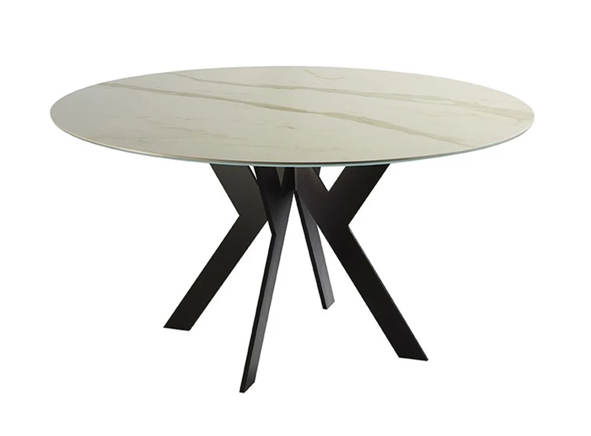 Eettafel Twist rond keramiek wit marmerlook Diadesi