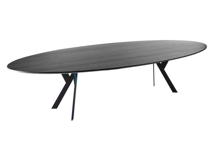 Eettafel Nexus ovaal ellips massief hout eik zwart op maat Diadesi