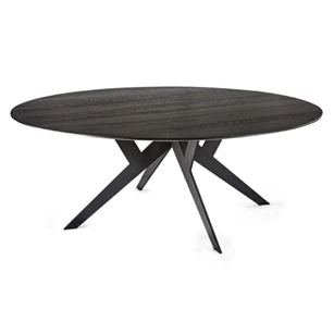 Eettafel Twist rond massief hout eik zwart op maat Diadesi