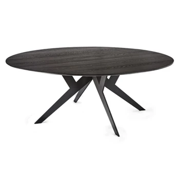 Eettafel Twist rond massief hout eik zwart op maat Diadesi