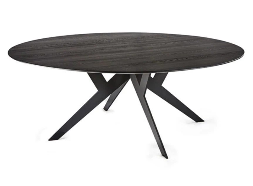 Eettafel Twist rond massief hout eik zwart op maat Diadesi