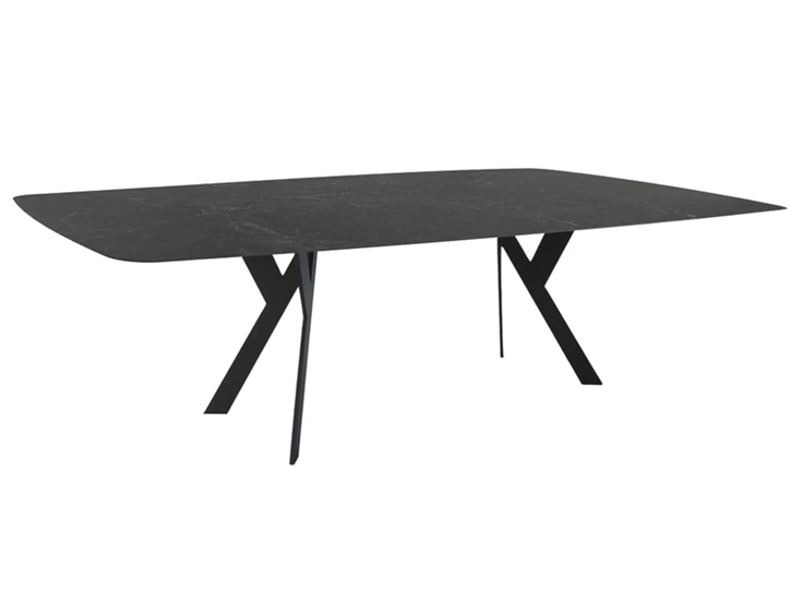 Eettafel Nexus bootvorm keramiek zwart antraciet marmerlook op maat Diadesi