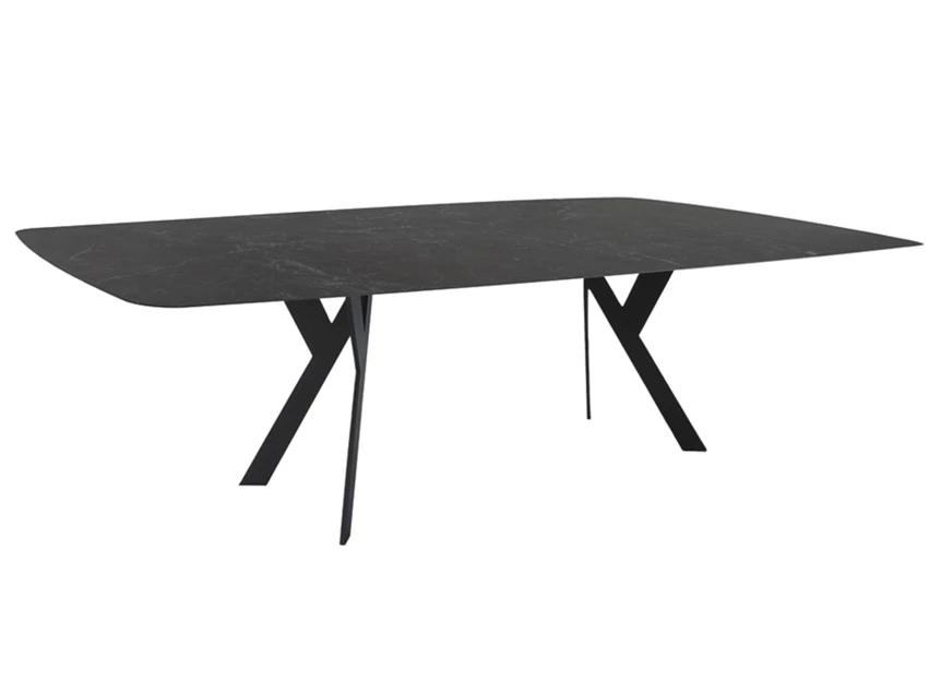 Eettafel Nexus bootvorm keramiek zwart antraciet marmerlook op maat Diadesi