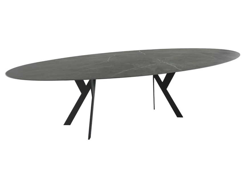 Eettafel Nexus ovaal keramiek antraciet marmerlook op maat Diadesi