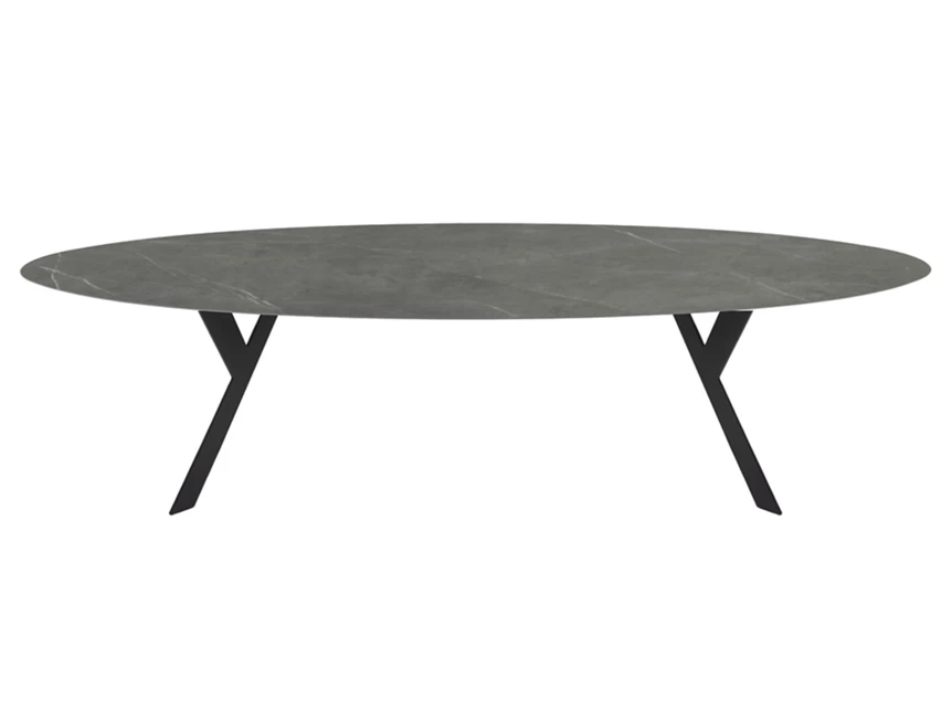 Front Eettafel Nexus ovaal keramiek antraciet marmerlook op maat Diadesi