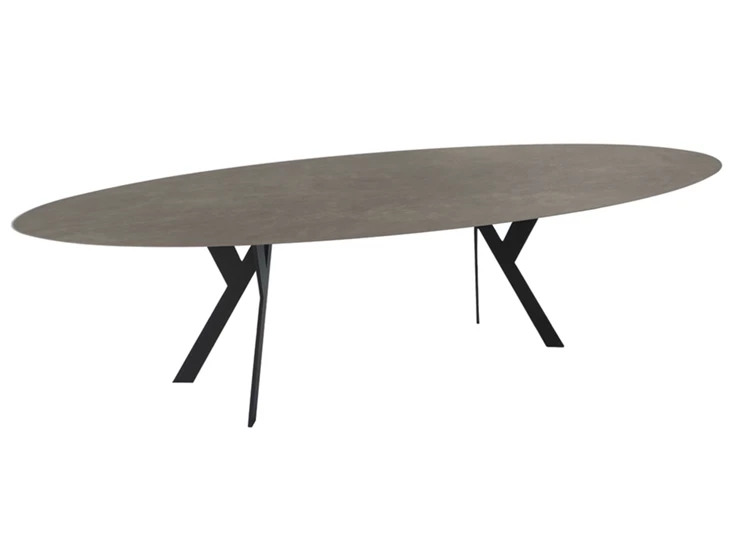 Eettafel Nexus ovaal keramiek taupe op maat Diadesi