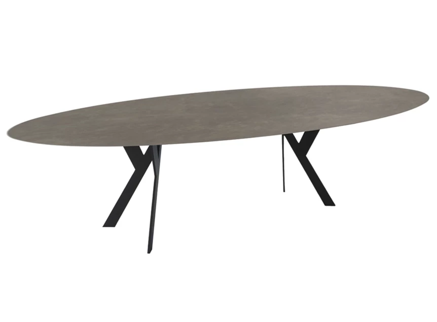 Eettafel Nexus ovaal keramiek taupe op maat Diadesi