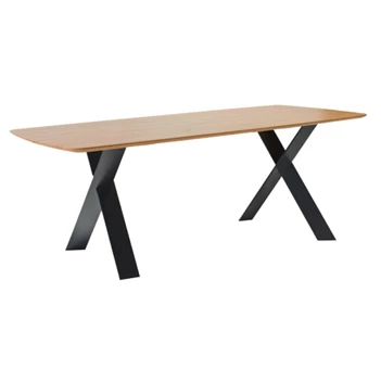 Eettafel Cross bootvorm massief hout naturel eik op maat Diadesi
