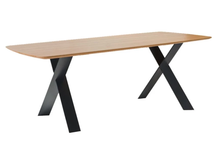 Eettafel Cross bootvorm massief hout naturel eik op maat Diadesi