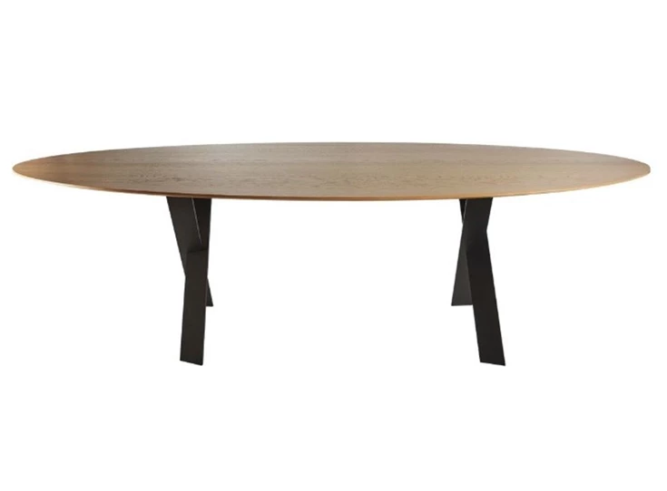 Eettafel Cross ellips ovaal massief hout eik op maat Diadesi