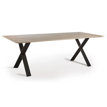 Eettafel Cross rechthoekig massief hout white wash eik op maat Diadesi