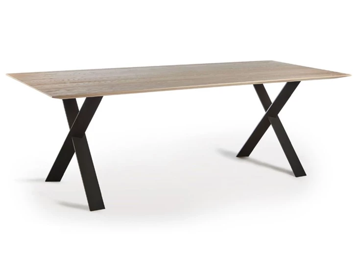 Eettafel Cross rechthoekig massief hout white wash eik op maat Diadesi